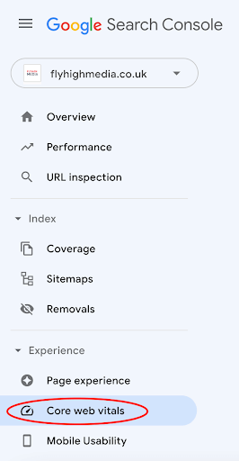 Google Search Console Core web vitals