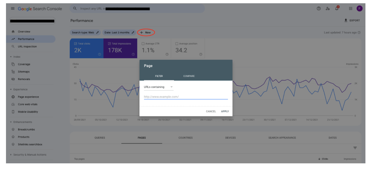 Keyword filter Google Search Console